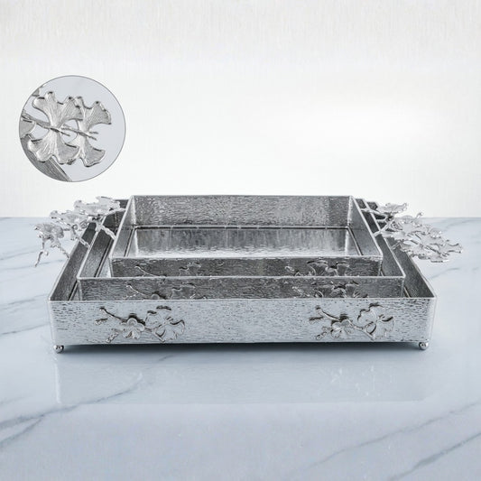 Luxury Rectangle Serving Tray Set (3 Pieces) | Premium Decorative Tray Collection