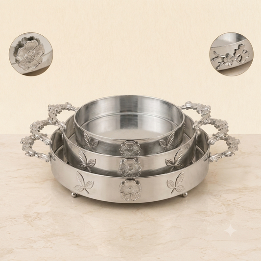 Luxury Round Serving Tray Set (3 Pieces) | Premium Decorative Tray Collection