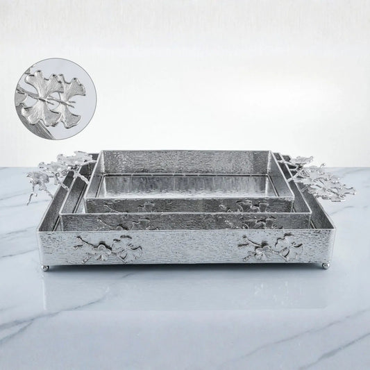 Luxury Rectangle Serving Tray Set (3 Pieces) | Premium Decorative Tray Collection - Lawari Traders - Serving Tray
